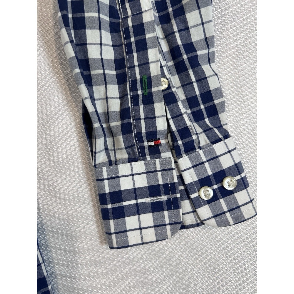 Tommy Hilfiger Mens M Blue Plaid Slim Fit Button Up Shirt 15.5 32/33 - Picture 4 of 7